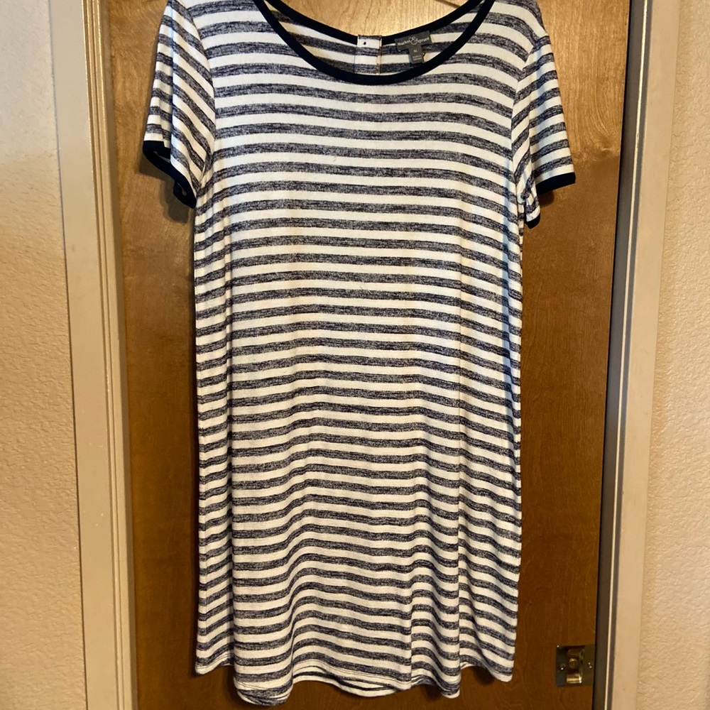 Market & Spruce Blue Striped T-shirt Dress